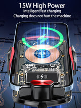 A6 Magnetic Dual Mode Wireless Car Charger Mount for iPhone Samsung Android Phones，black - Top-Down View