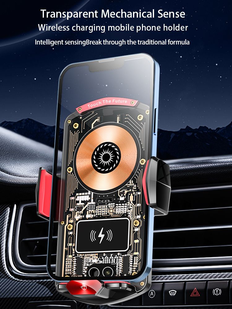 A6 Magnetic Dual Mode Wireless Car Charger Mount for iPhone Samsung Android Phones，orange