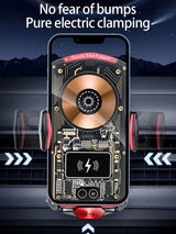 A6 Magnetic Dual Mode Wireless Car Charger Mount for iPhone Samsung Android Phones，orange - Rear View