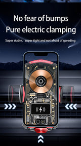A6 Magnetic Dual Mode Wireless Car Charger Mount for iPhone Samsung Android Phones，orange - Low Angle