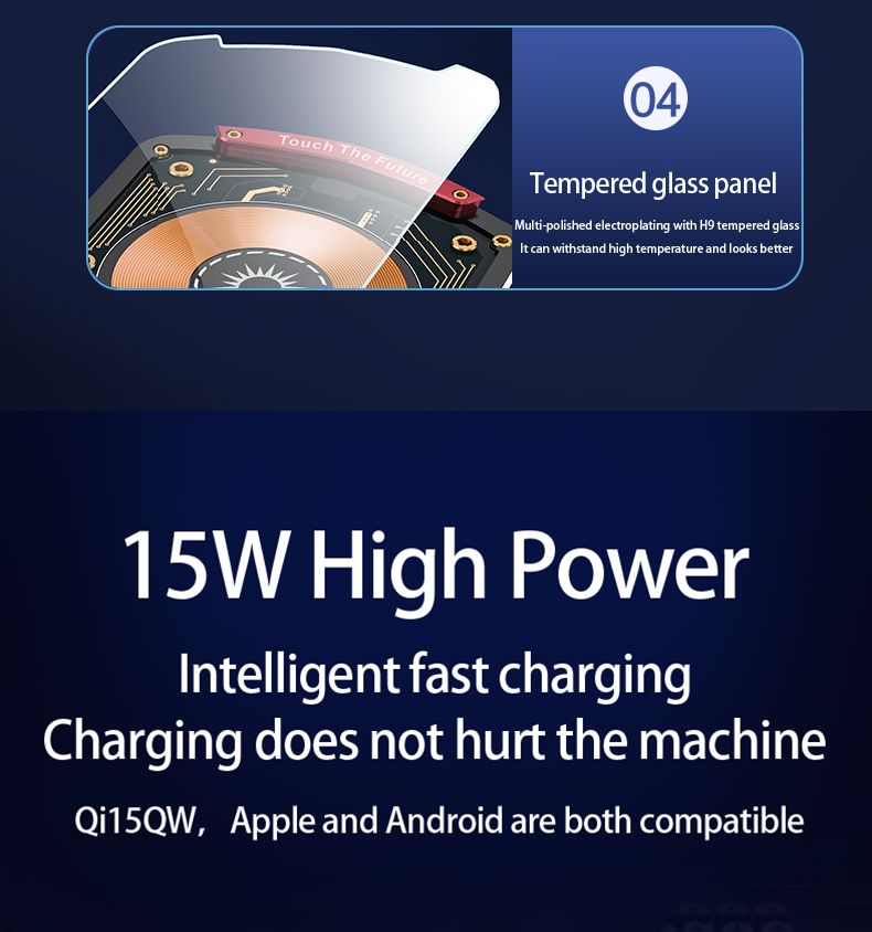 A6 Magnetic Dual Mode Wireless Car Charger Mount for iPhone Samsung Android Phones，orange