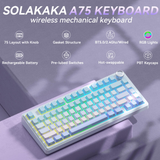 Solakaka A75 3-Mode RGB Mechanical Keyboard, Blue‑Purple
