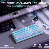 Solakaka A75 3-Mode RGB Mechanical Keyboard, Blue‑Purple - Top-Down View