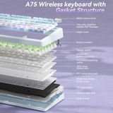 Solakaka A75 3-Mode RGB Mechanical Keyboard, Blue‑Purple - Rear View