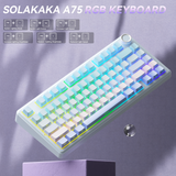 Solakaka A75 3-Mode RGB Mechanical Keyboard, Blue‑Purple - Close-Up Angle