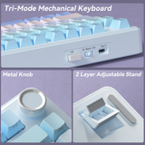 Solakaka A75 3-Mode RGB Mechanical Keyboard, Blue‑Purple - Low Angle
