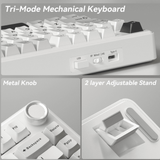 Solakaka A75 3-Mode RGB Mechanical Keyboard,White-Gray - Front View