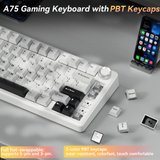Solakaka A75 3-Mode RGB Mechanical Keyboard,White-Gray - Side View