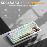 Solakaka A75 3-Mode RGB Mechanical Keyboard,White-Gray - Top-Down View