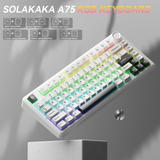 Solakaka A75 3-Mode RGB Mechanical Keyboard,White-Gray - Low Angle