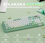 Solakaka A99PRO 3‑Mode RGB Mechanical Keyboard, White‑Green - Front View