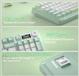 Solakaka A99PRO 3‑Mode RGB Mechanical Keyboard, White‑Green - Side View
