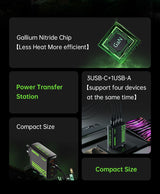 AC120U4-EU 120W USB C Charger, 4-Port Fast Charging Block, black - Front View