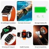 AI-WATCH2 Full Touch Screen Smart Fitness Watch for Men Women，black - Rear View