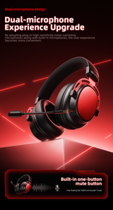 AWEI AT36 Tri‑Mode Wireless Gaming Headset, Low‑Latency 2.4G Bluetooth，red - Low Angle