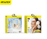 AWEI AT6 Wireless Bluetooth Over‑Ear Headphones, 40mm Driver Stereo Headset, beige - Front View