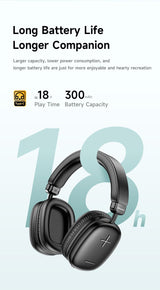 AWEI AT6 Wireless Bluetooth Over‑Ear Headphones, 40mm Driver Stereo Headset, black