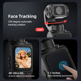 AT-M105 Pocket Gimbal Vlog Camera, 4K HD Handheld Video Camera，black，32GB