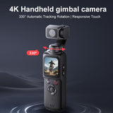 AT-M105 Pocket Gimbal Vlog Camera, 4K HD Handheld Video Camera，black，32GB