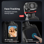 AT-M105 Pocket Gimbal Vlog Camera, 4K HD Handheld Video Camera，pink，64GB