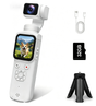 AT-M105 Pocket Gimbal Vlog Camera, 4K HD Handheld Video Camera，white，32GB