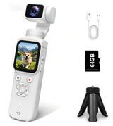 AT-M105 Pocket Gimbal Vlog Camera, 4K HD Handheld Video Camera，white，64GB