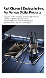 C-857 33W PD Fast Car Charger, Dual Port Cigarette Lighter Power Adapter，coffee