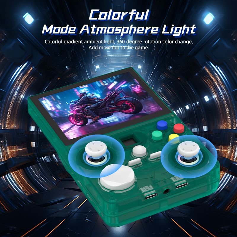 DC35V Retro Handheld Game Console, 3.5‑Inch IPS Screen Open Source Linux System，glacial blue
