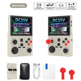 DC35V Retro Handheld Game Console, 3.5‑Inch IPS Screen Open Source Linux System，gray