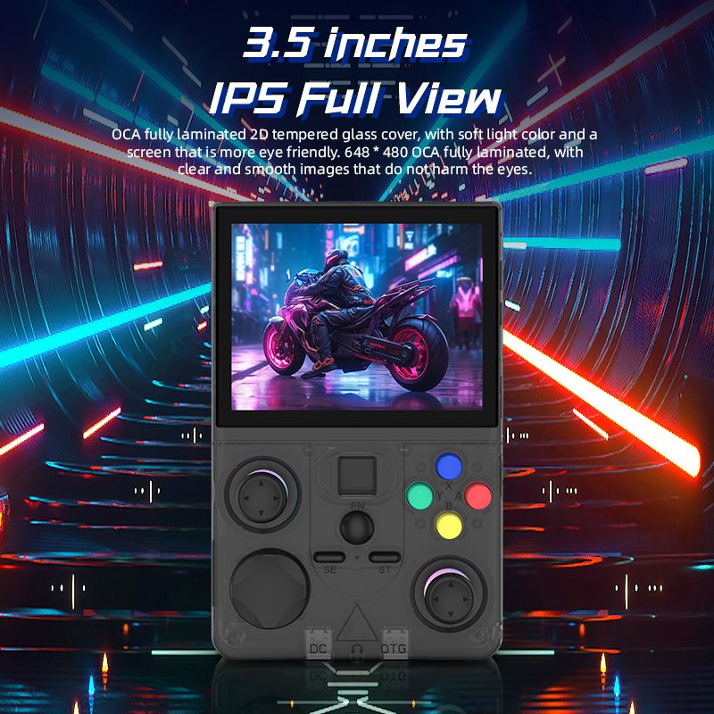 DC35V Retro Handheld Game Console, 3.5‑Inch IPS Screen Open Source Linux System，gray