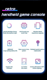 DC35V Retro Handheld Game Console, 3.5‑Inch IPS Screen Open Source Linux System，Translucent green