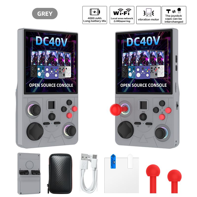 DC40V Retro Handheld Game Console, 4 Inch IPS Display, 64GB 20000+ Preloaded Retro Games，gray