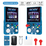 DC40V Retro Handheld Game Console, 4 Inch IPS Display, 64GB 20000+ Preloaded Retro Games，Translucent Blue