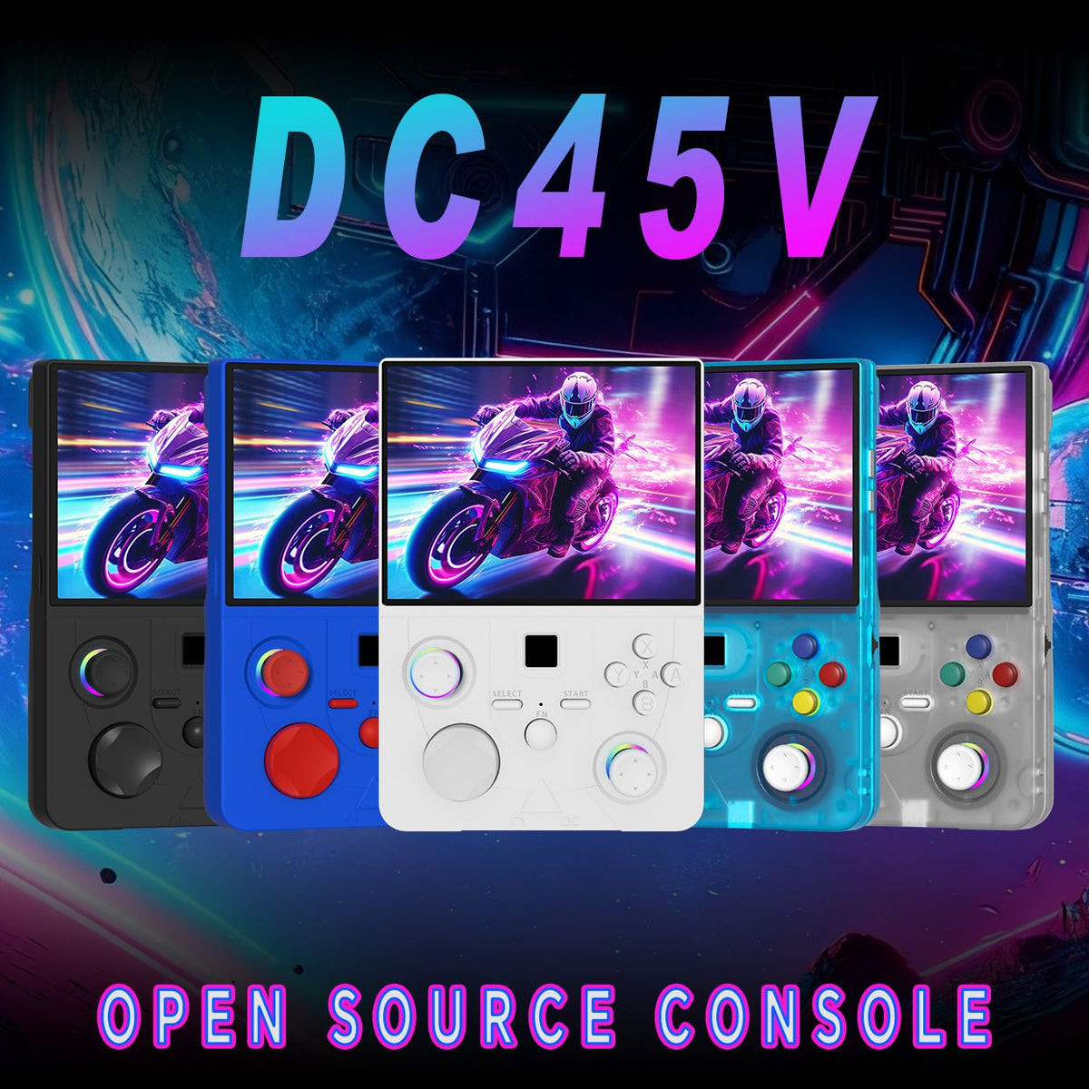 DC45V Retro Handheld Game Console, 4.5‑Inch HD IPS Full View Screen，blue