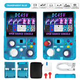DC45V Retro Handheld Game Console, 4.5‑Inch HD IPS Full View Screen，transparent blue