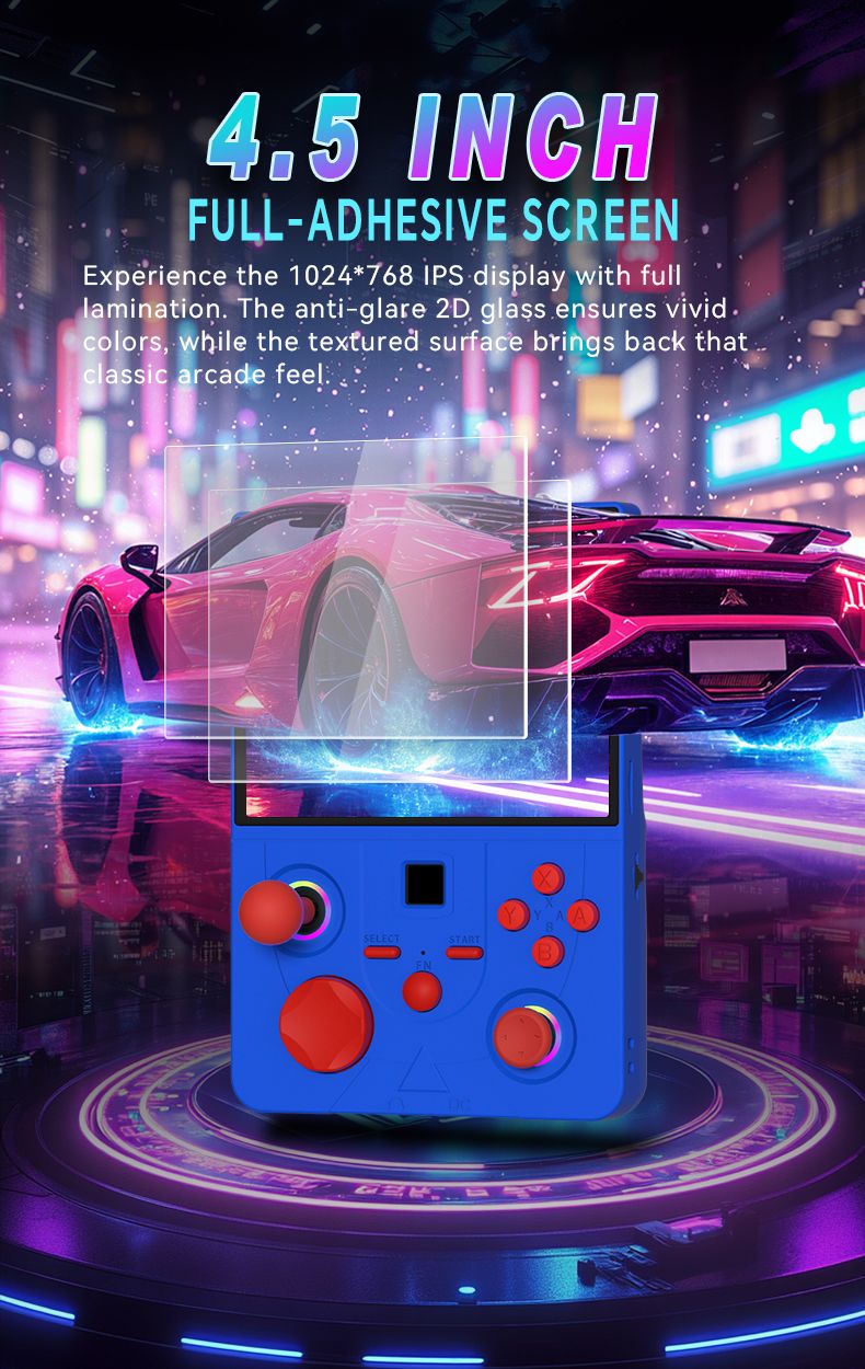 DC45V Retro Handheld Game Console, 4.5‑Inch HD IPS Full View Screen，white