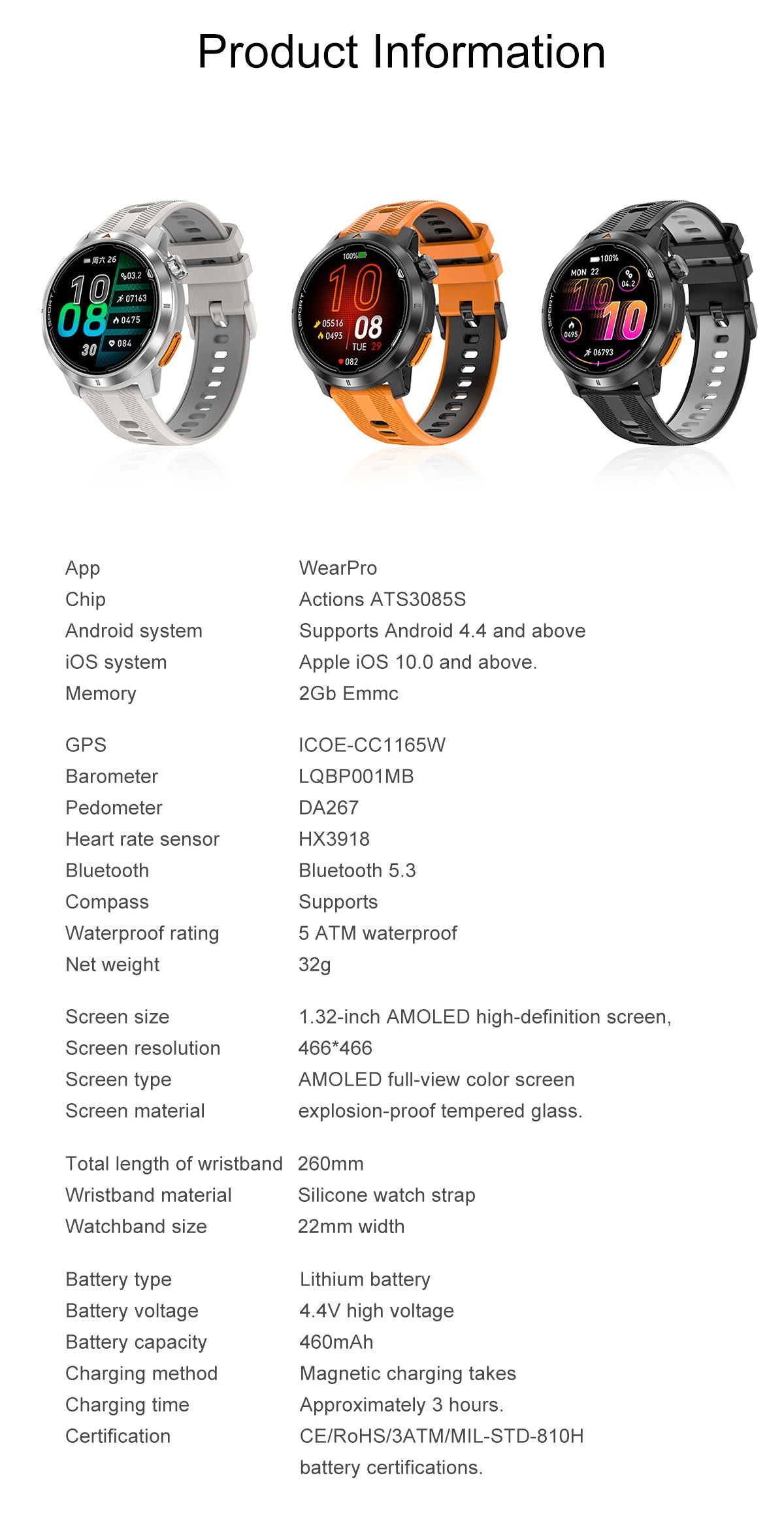 DTG9 Fitness Smart Watch, Waterproof Sports Watch,Orange