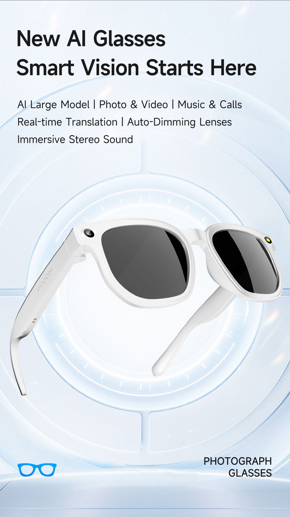 Dth03 AI Smart Sunglasses, UV400 Protection Bluetooth Call Audio Glasses，pink