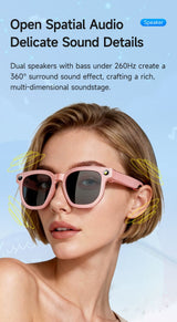 Dth03 AI Smart Sunglasses, UV400 Protection Bluetooth Call Audio Glasses，pink - Extra Image