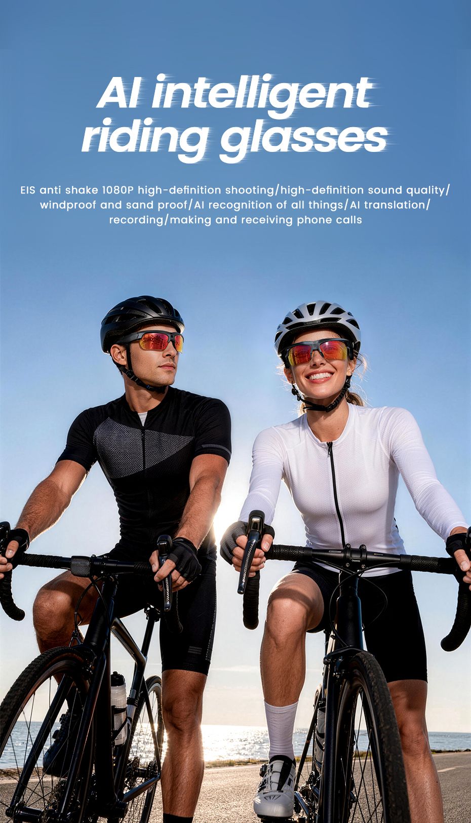 E08 Smart Bluetooth Cycling Sunglasses with Camera, UV400 Outdoor Sports Glasses，orange
