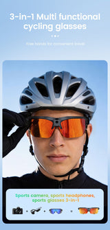 E08 Smart Bluetooth Cycling Sunglasses with Camera, UV400 Outdoor Sports Glasses，orange