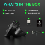 Solakaka E9 3 Mode Vertical Ergonomic Mouse, black - Low Angle