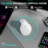 Solakaka E9 3 Mode Vertical Ergonomic Mouse, white - Top-Down View