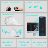 Solakaka E9 3 Mode Vertical Ergonomic Mouse, white - Close-Up Angle