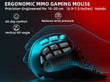 Solakaka E9PRO Tri‑Mode Vertical Ergonomic MMO Gaming Mouse, 10 Programmable Side Buttons, RGB Backlit Rechargeable Wireless Mouse,Black-Gray - Top-Down View