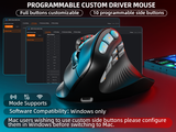 Solakaka E9PRO Tri‑Mode Vertical Ergonomic MMO Gaming Mouse, 10 Programmable Side Buttons, RGB Backlit Rechargeable Wireless Mouse,Black-Gray