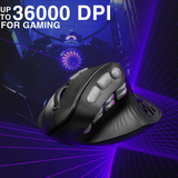Solakaka E9PRO Tri‑Mode Vertical Ergonomic MMO Gaming Mouse, 10 Programmable Side Buttons, RGB Backlit Rechargeable Wireless Mouse,Black-Gray