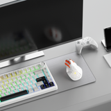 Solakaka E9PRO Tri‑Mode Vertical Ergonomic MMO Gaming Mouse, 10 Programmable Side Buttons, RGB Backlit Rechargeable Wireless Mouse,White-Orange - Front View