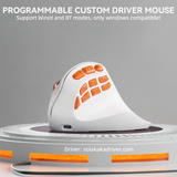 Solakaka E9PRO Tri‑Mode Vertical Ergonomic MMO Gaming Mouse, 10 Programmable Side Buttons, RGB Backlit Rechargeable Wireless Mouse,White-Orange - Top-Down View
