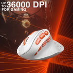Solakaka E9PRO Tri‑Mode Vertical Ergonomic MMO Gaming Mouse, 10 Programmable Side Buttons, RGB Backlit Rechargeable Wireless Mouse,White-Orange